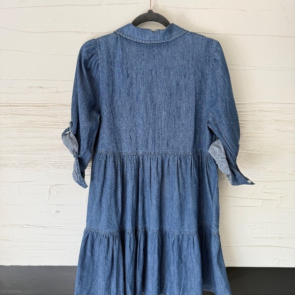 Tommy Hilfiger Chambray Tiered Popover Shirtdress | Size 4 - Picture 9 of 10